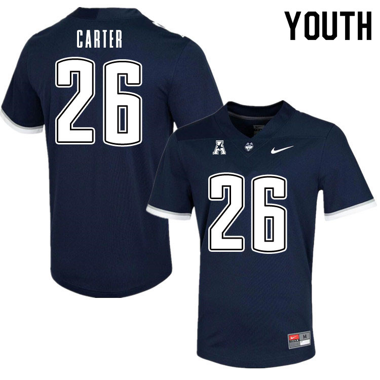 Youth #26 Nathan Carter Uconn Huskies College Football Jerseys Sale-Navy - Click Image to Close